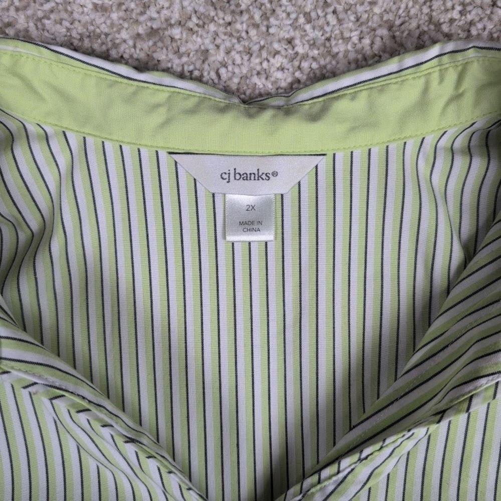 CJ Banks Womens 2X Striped Button Down Shirt Collared 3/4 Sleeve Casual Top - Picture 3 of 6